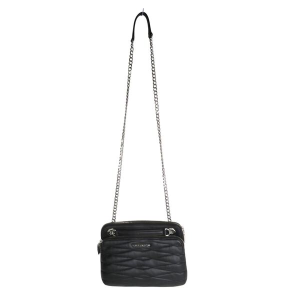 New VINCE CAMUTO Black Quilted Leather Convertible Strap Shoulder Crossbody Bag - Picture 2 of 10